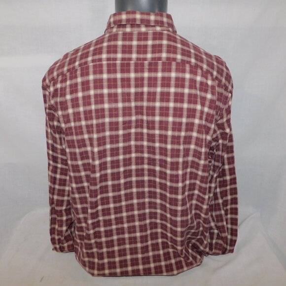 Eddie Bauer mens XLT XL Tall Brown Cream Check Button Front Long Sleeve Shirt - Picture 10 of 11
